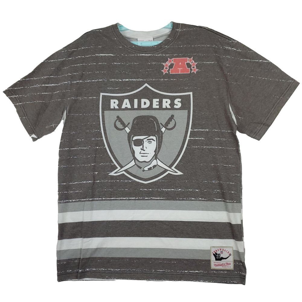 Oakland Raiders Mitchell & Ness NFL L Large Shirt Jumbotron 3.0 Black Gray NWT